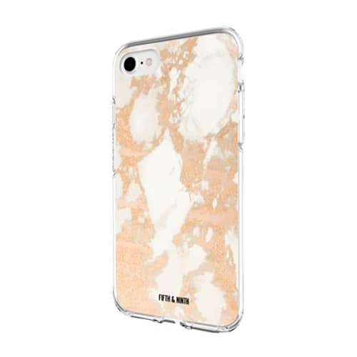 copper lux case for apple iphone 6 plus, 6s plus and 7 plus - white and copper marble