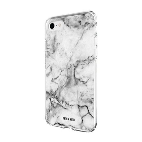 mont blanc case for apple iphone 6, 6s and 7 - white and black marble