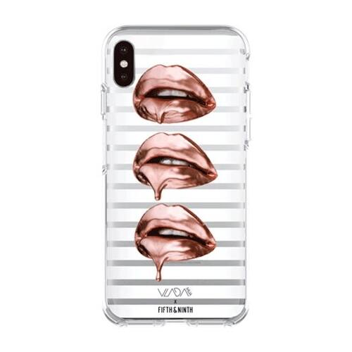 vlada mua x rose gold drip case for apple iphone x and xs - silver/gold/transparent