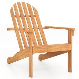 Costway - Outdoor Adirondack Chair Accent Chair Solid Wood sturdy Patio Garden Furniture - Natural