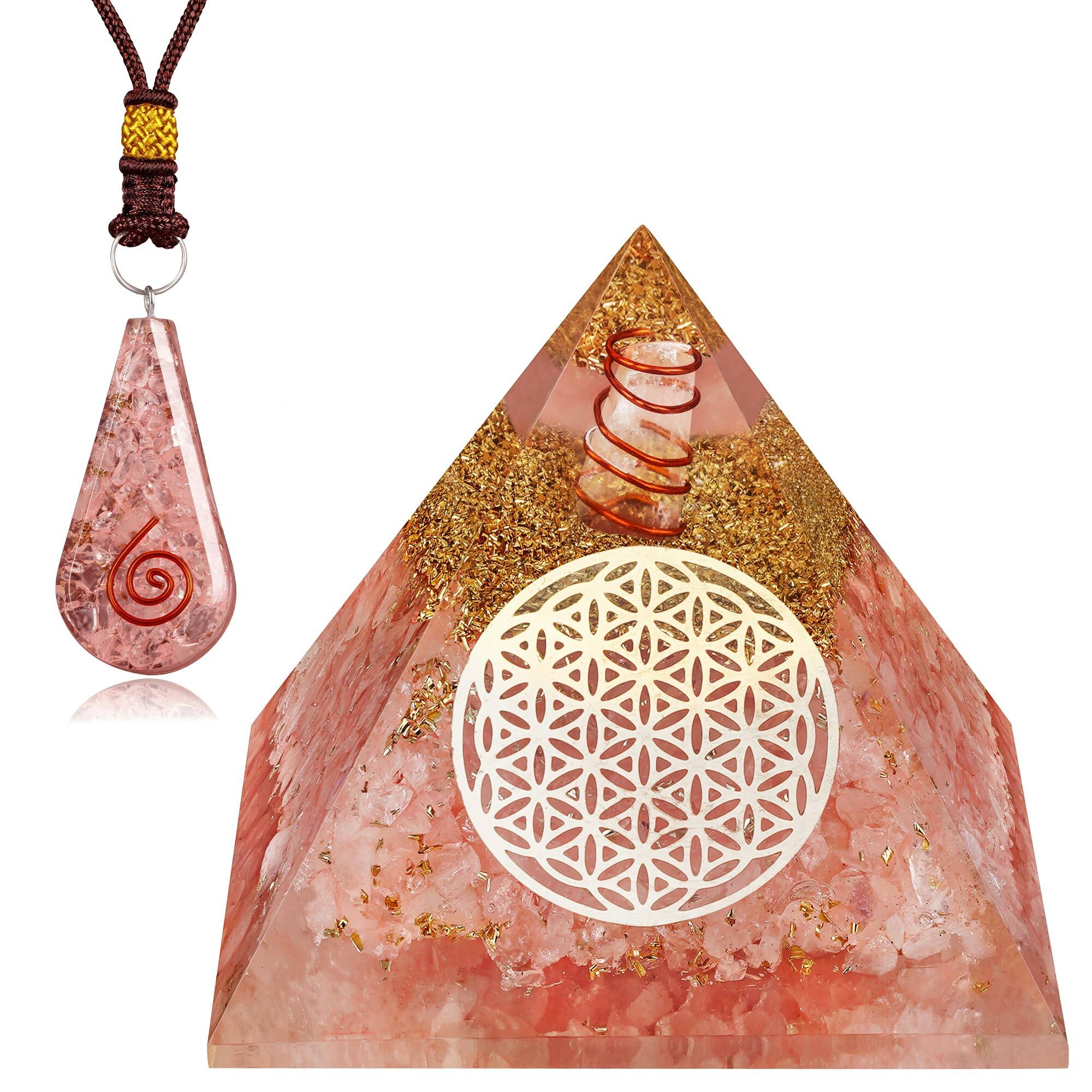 W- Rose Quartz Pyramid With Pendant