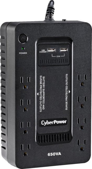 Front Zoom. CyberPower - 650VA Battery Back-Up System - Black.