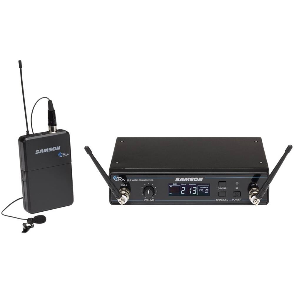 Front. Samson - Concert 99 80-Channel UHF Wireless Condenser Lavalier Microphone System - Black.