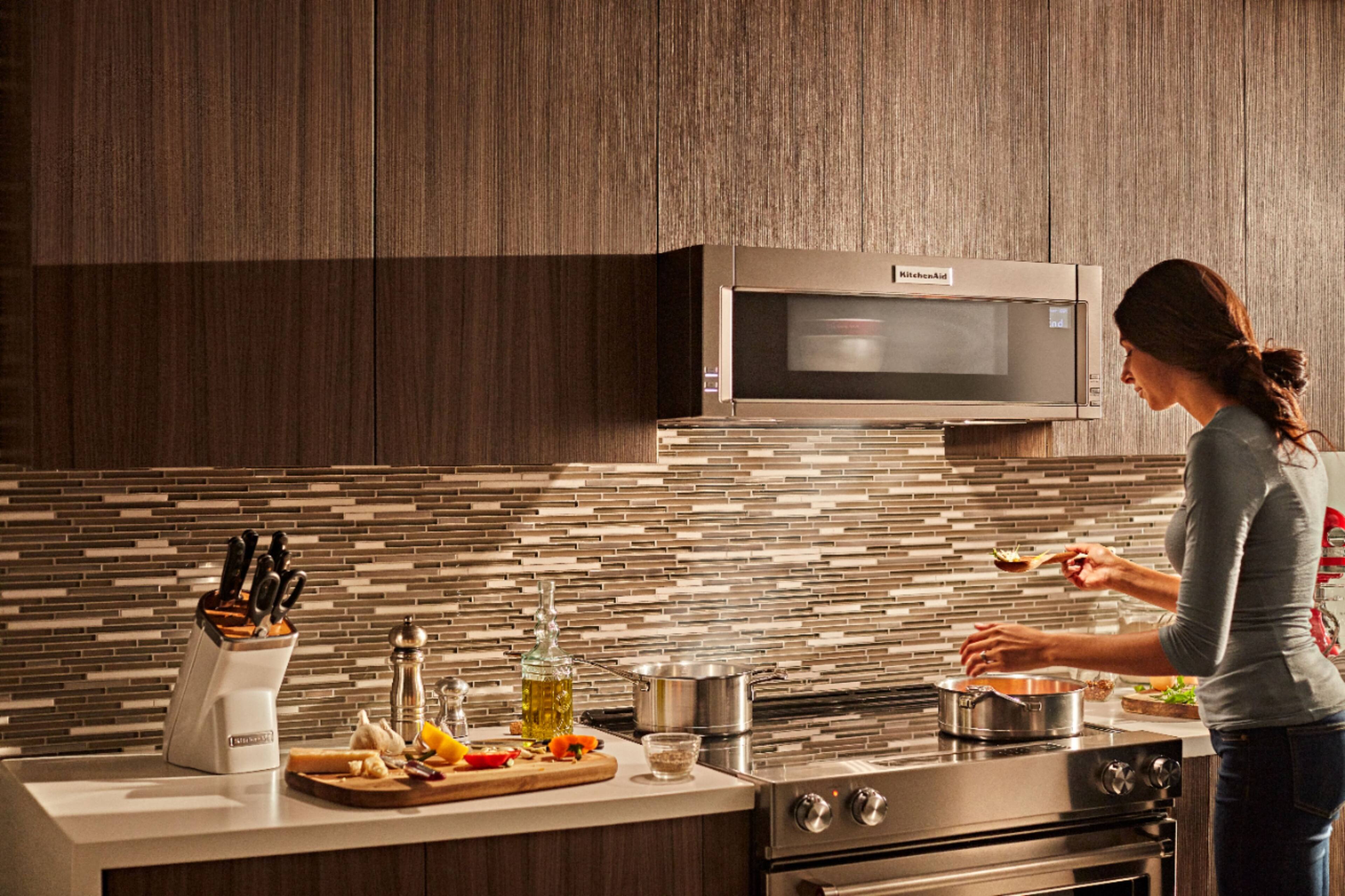 Alt View 15. KitchenAid - 1.1 Cu. Ft. Over-the-Range Microwave with Sensor Cooking - Stainless Steel.