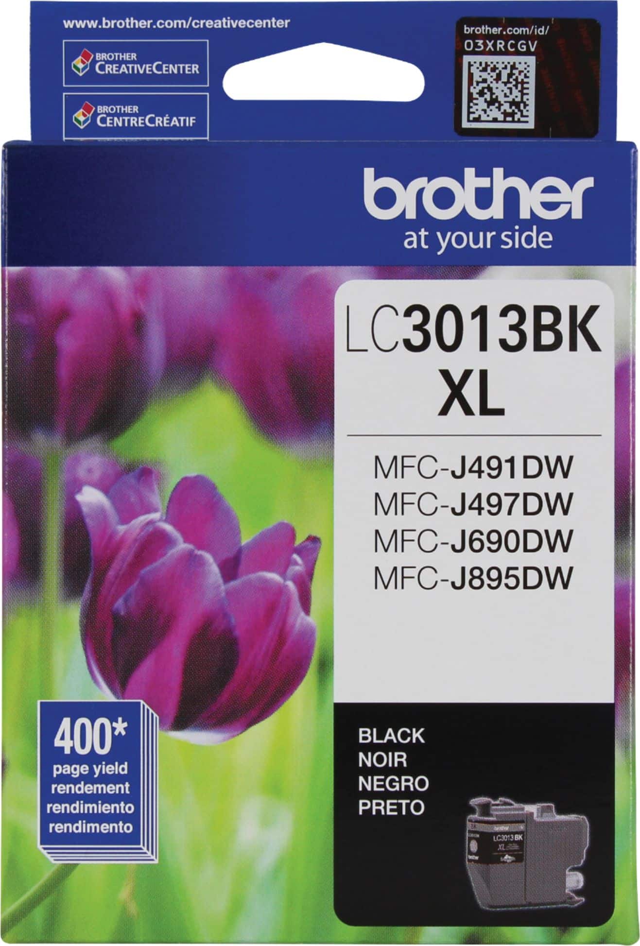 Front. Brother - LC3013BKS XL High-Yield Ink Cartridge - Black.