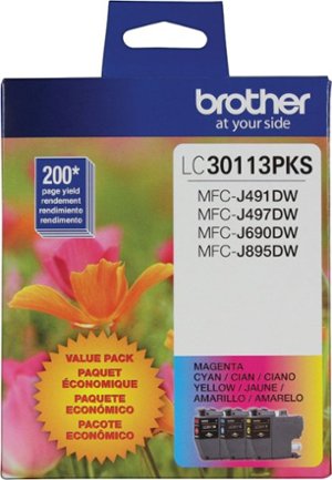 Brother - LC30113PKS Standard-Yield 3-Pack Ink Cartridges - Cyan/Magenta/Yellow