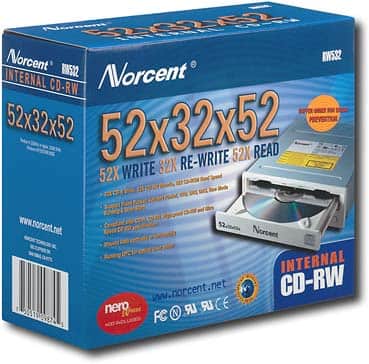 Angle Standard. Norcent - 52x32x52 Internal CD-RW Drive.