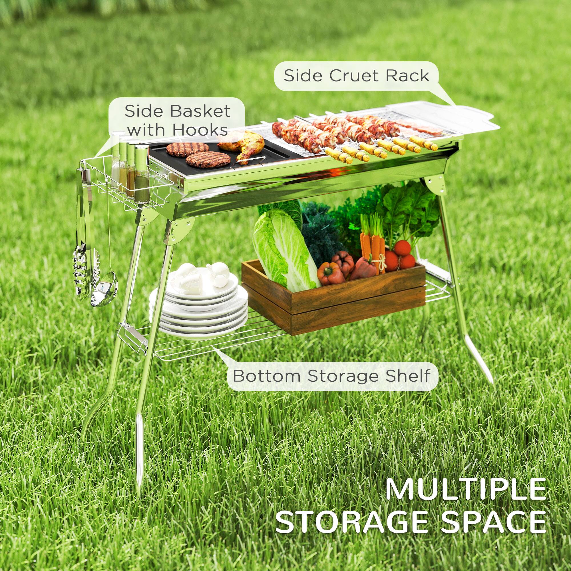 - Side Basket with Hooks
- Side Cruet Rack
- Bottom Storage Shelf
- Multiple Storage Space