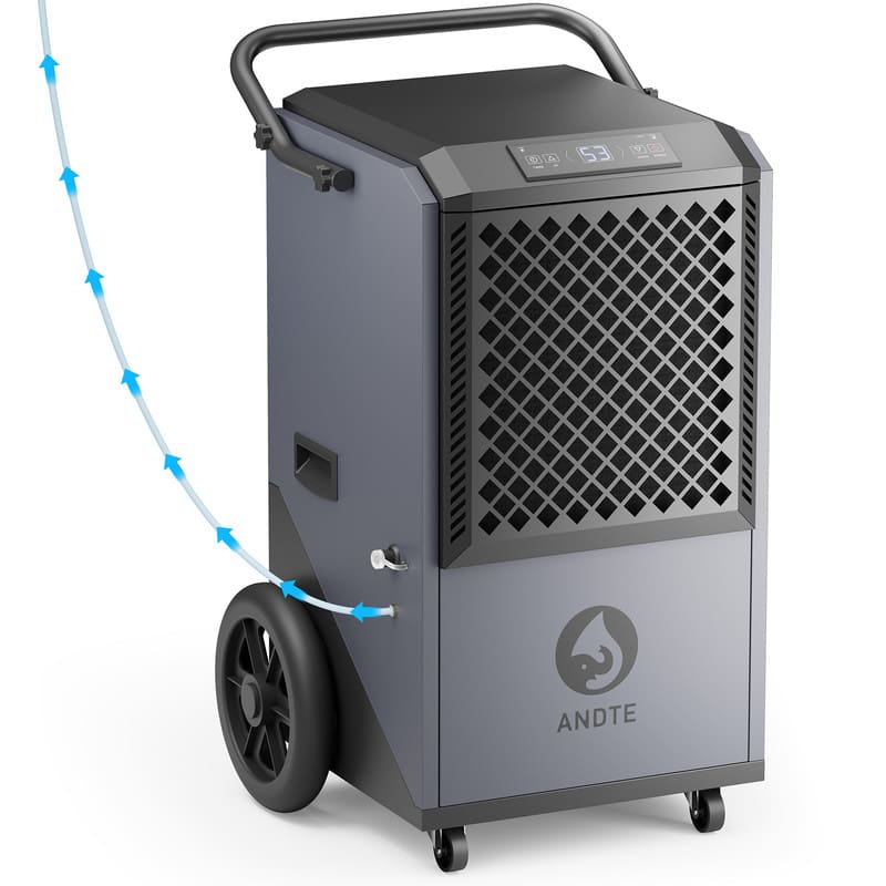 Edendirect - 305 pt. 9000 sq. ft. Bucketless Commercial Dehumidifier in Black with Pump,Drain Hose,Automatic Defrost,Timer,Casters