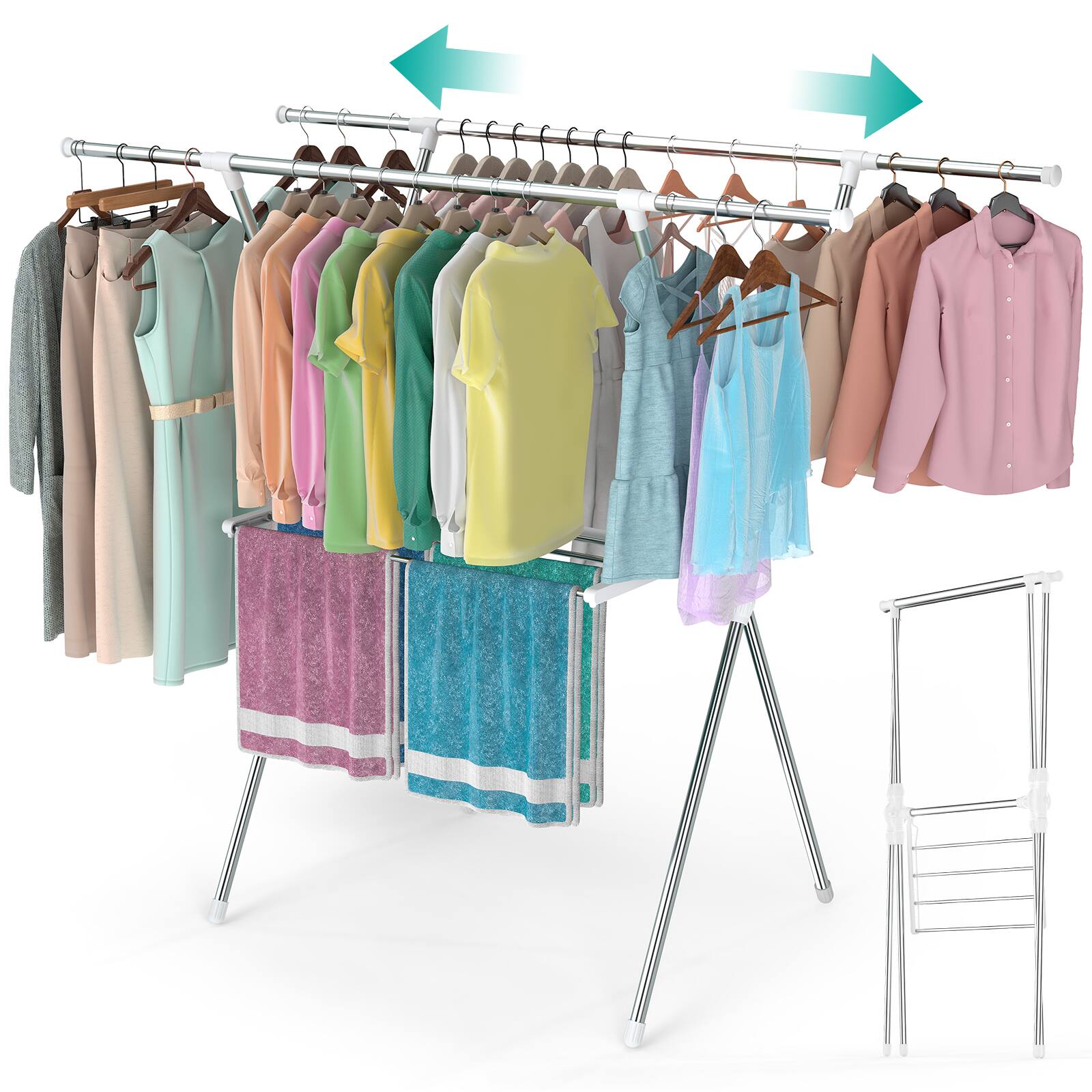 Sugift - Clothes Drying Rack Portable Folding Dryer Hanger Drying Stand for Clothes - Silver