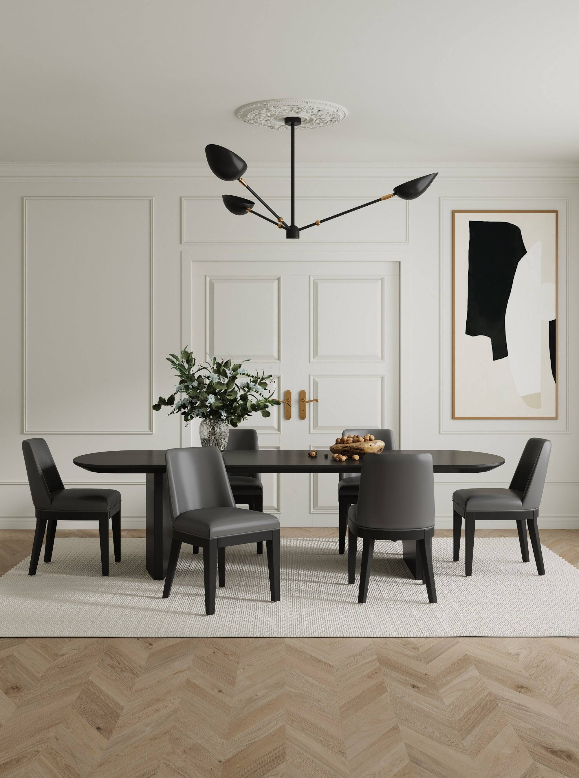 Angle. Manhattan Comfort - Gansevoort Modern Wood Vegan Leather Dining Chair - Set of 2 - Graphite.