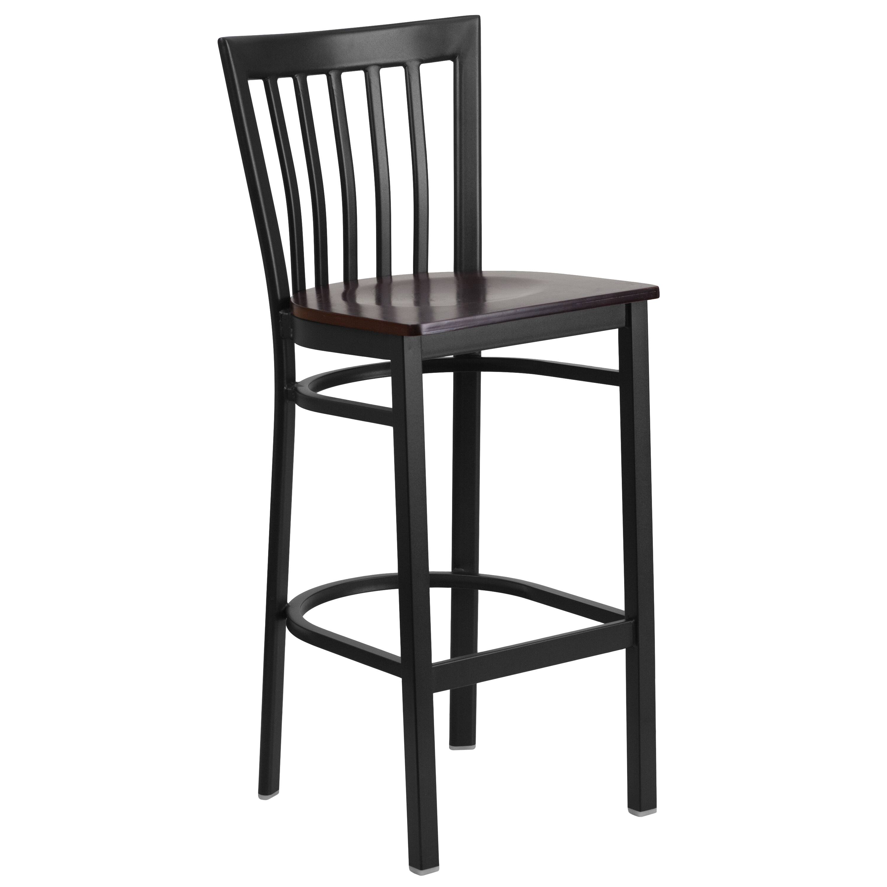 Walnut Wood Seat/Black Metal Frame