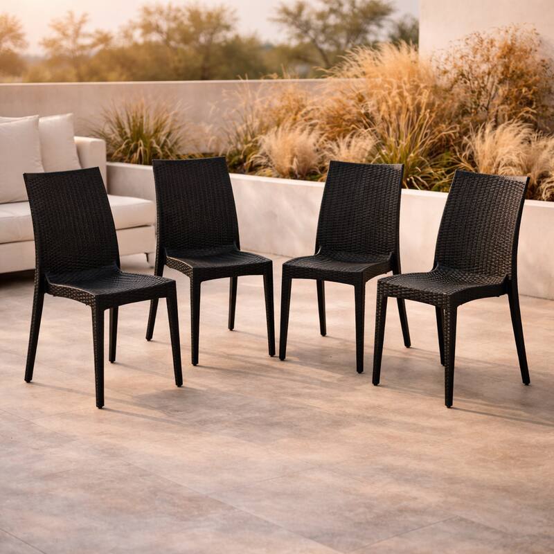 Angle. LeisureMod - Mace 4-Pieces  Outdoor Waterproof Patio Chair - No Assembly Required - Black.