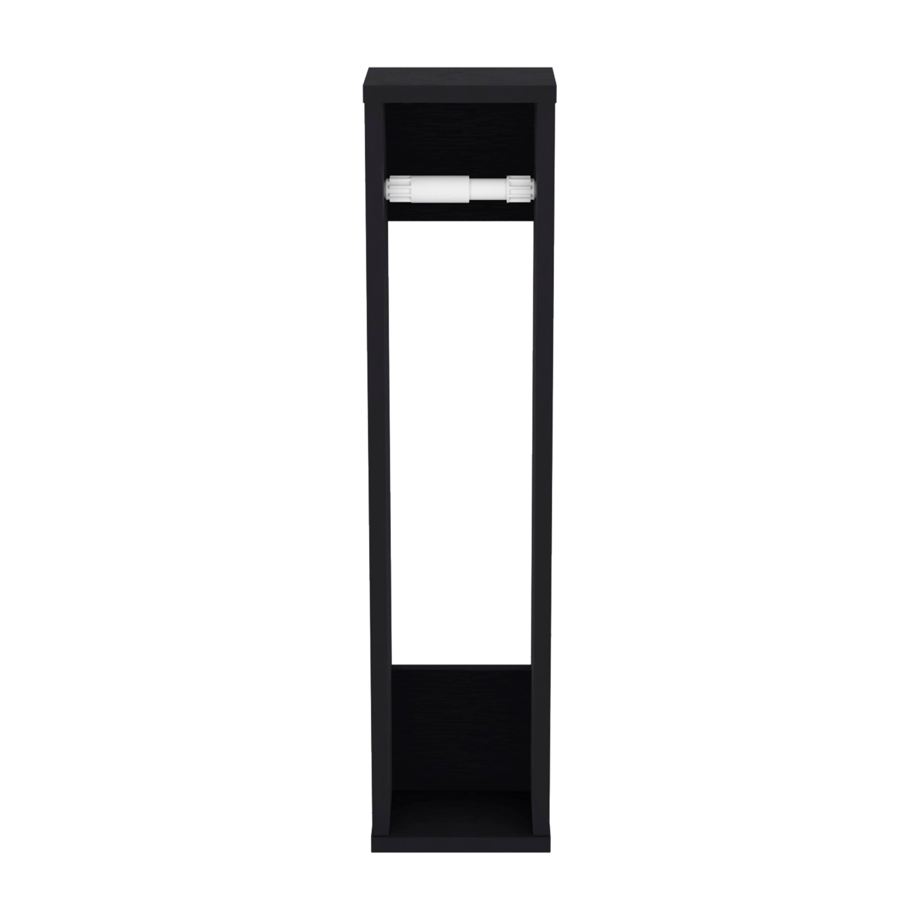 Alt View 1. TuHome - Bali 28" High Toilet Paper Holder Narrow Shelf Organizer For Bathroom, Living Room, Kitchen - Black Wenge.
