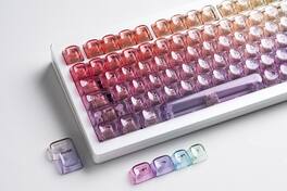 Womier - 125 Keys Clear Custom Key Cap,MOA Profile Transparent Shine Through Key caps for Mx Switches Mechanical Keyboard - Purple-125 Keys