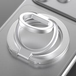 Dteck - Mag Safe Magnetic Ring Stand Holder for Apple iPhone 17 Pro Max Rotating Stand Universal Double Sided Foldable Bracket - Silver