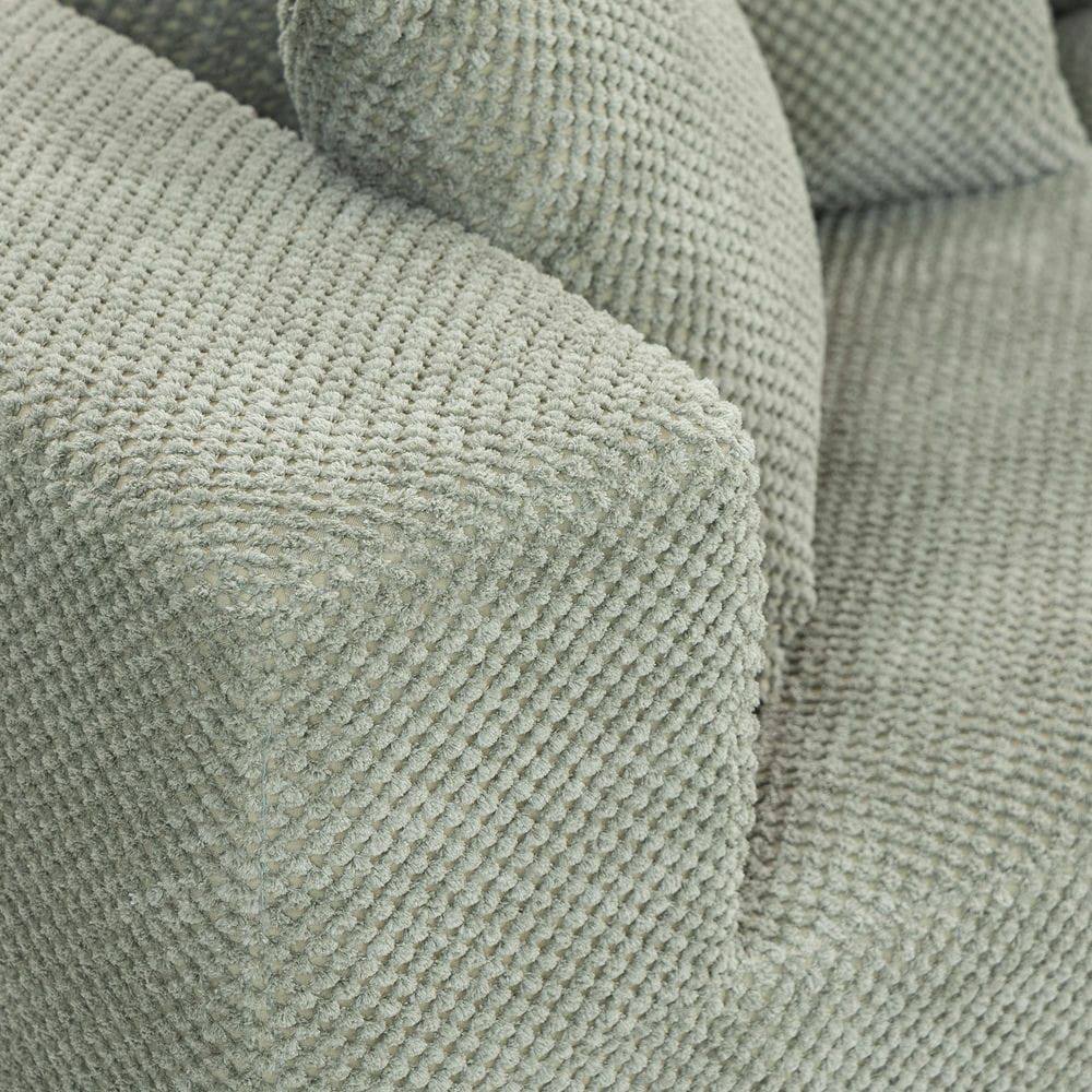 Alt View 5. Kadyn - Modular 3-Seat Sectional Sofa, All-Foam Deep Seat Chenille, Low Profile - Green.