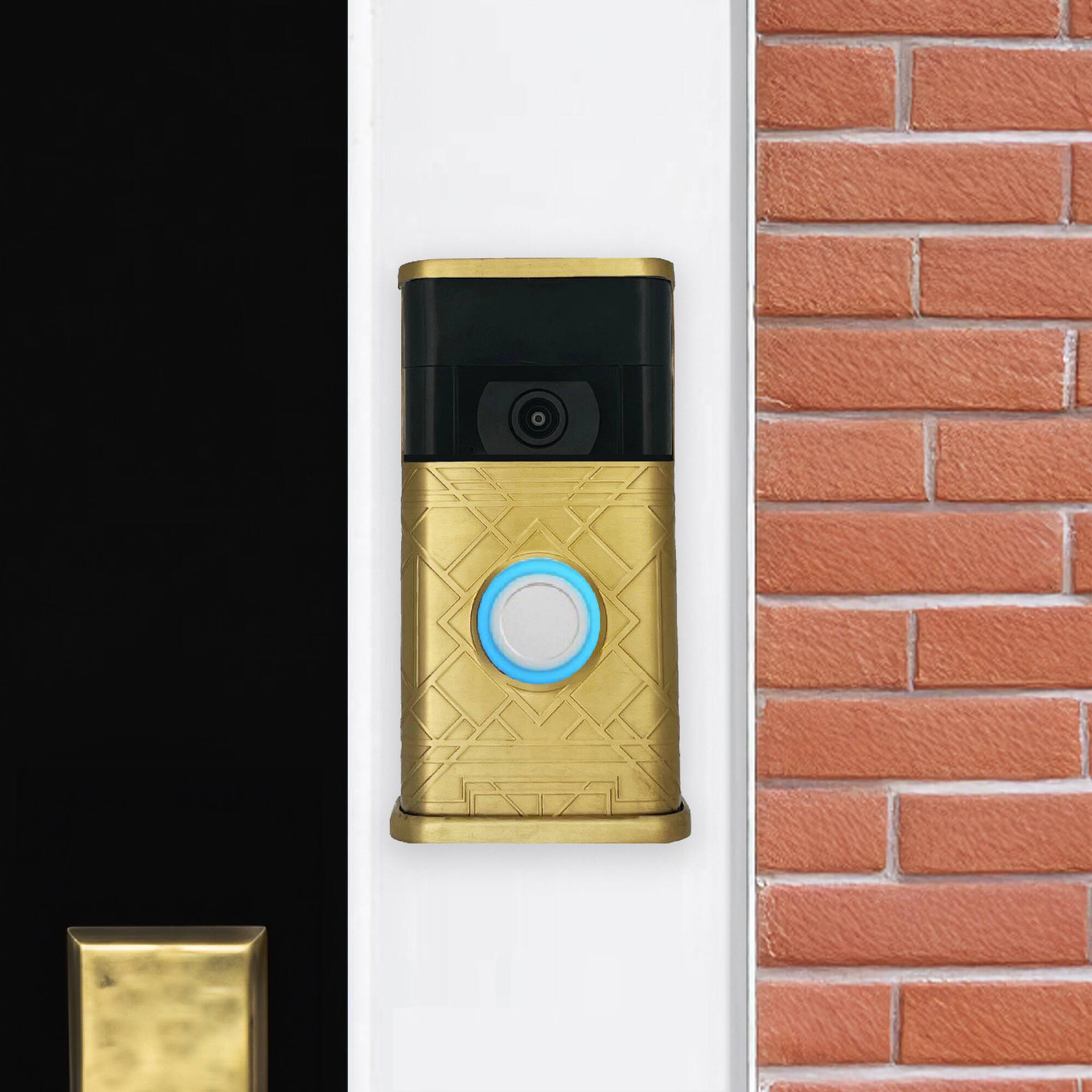 Alt View 3. Michael Healy - Art Deco Video Doorbell Cover (Ring 2nd Gen) - Satin Brass.