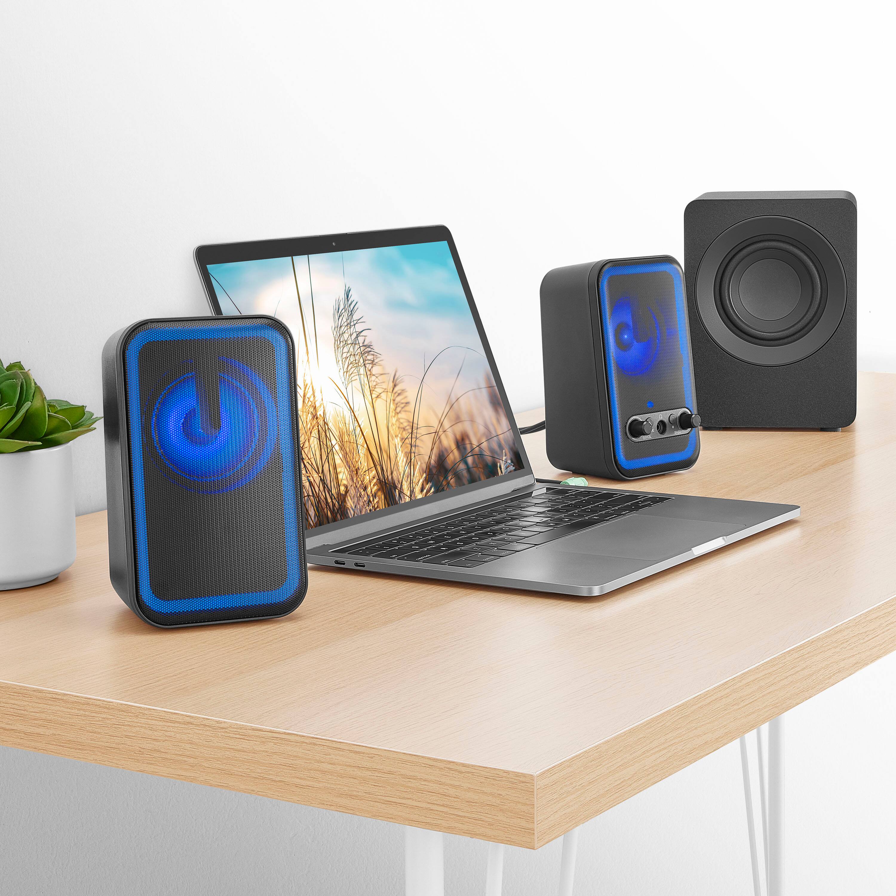Alt View 2. Insignia™ - 2.1 Bluetooth Computer Speaker System with RGB Lighting and Remote Control (3-Piece) - Black.