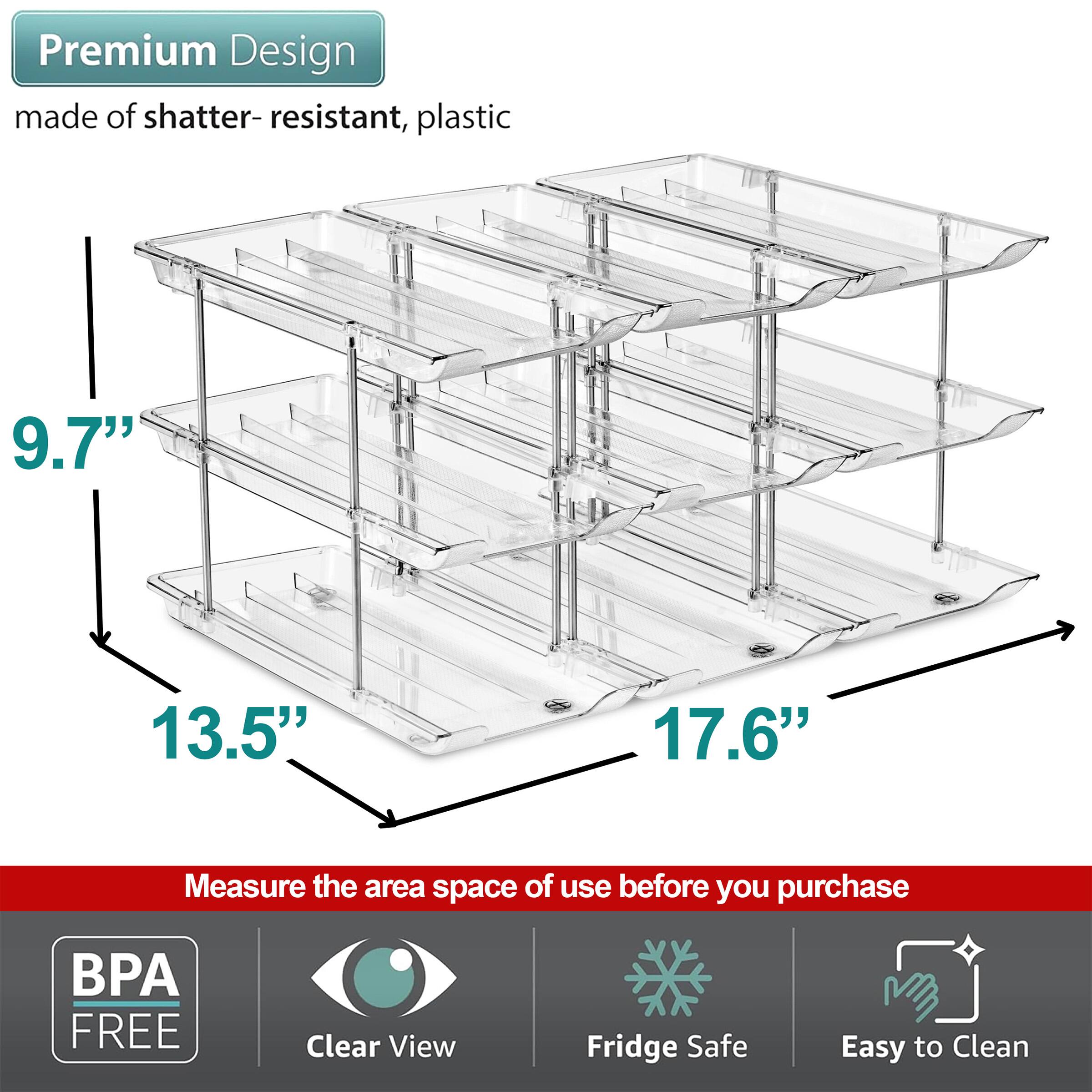 Premium Design  
made of shatter-resistant, plastic  

9.7"  
13.5"  
17.6"  

Measure the area space of use before you purchase  

BPA FREE  
Clear View  
Fridge Safe  
Easy to Clean