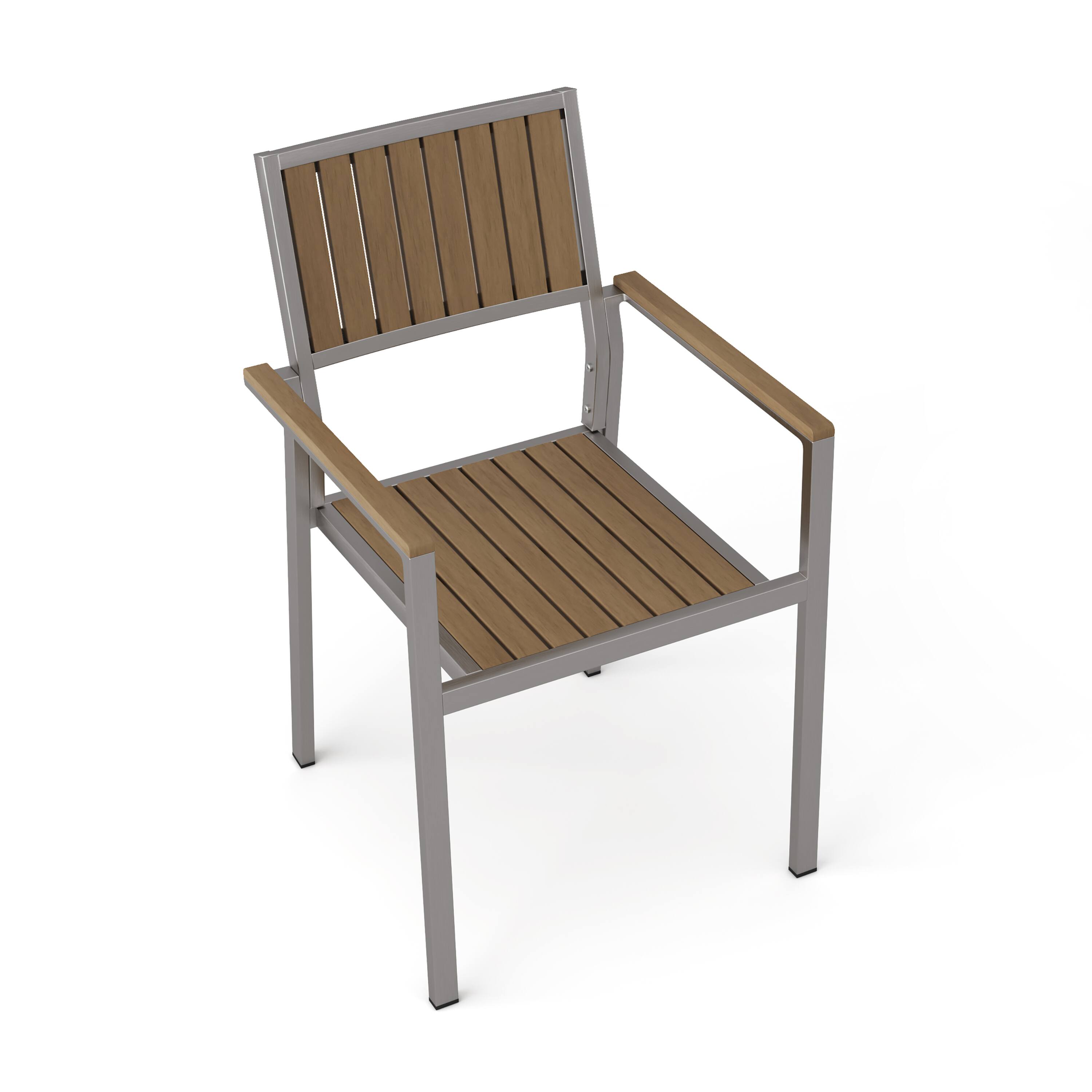 Back. Lirago - 21 Inch Dining Chairs Set of 2 Aluminum Frame with Wood Accent Sturdy Outdoor Indoor Use - Natural.