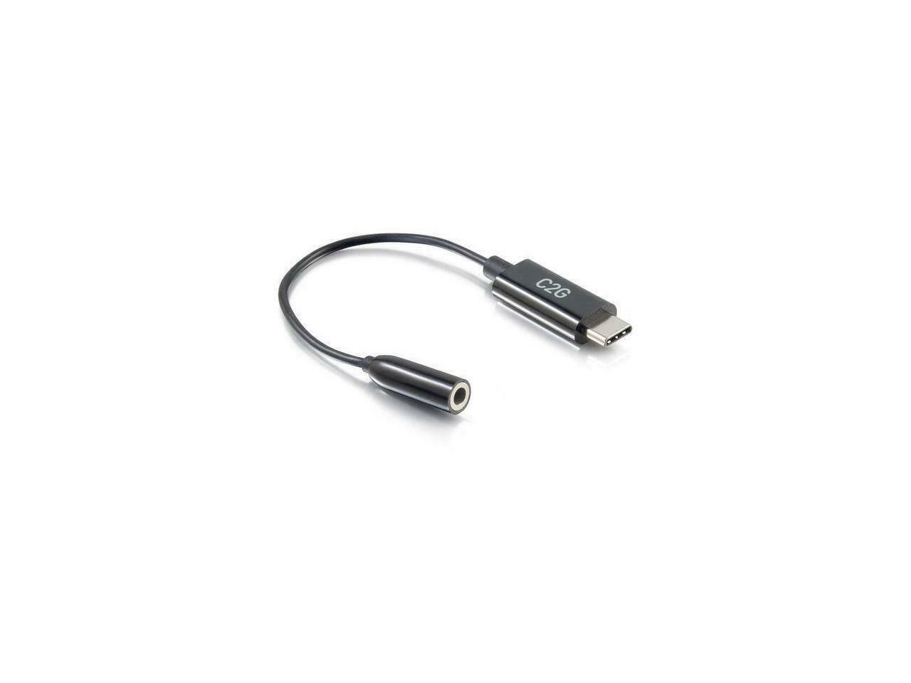 Alt View 4. Cables to Go - C2G USB C To Aux Adapter (3.5mm) USB C Phone Adapter For Audio - Black.