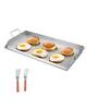 Front. VEVOR - Stainless Steel Griddle, 32x16 inch Universal Flat Top Rectangular Plate, Gas Grill Griddle for BBQ Grill, Teppanyaki - Silver.