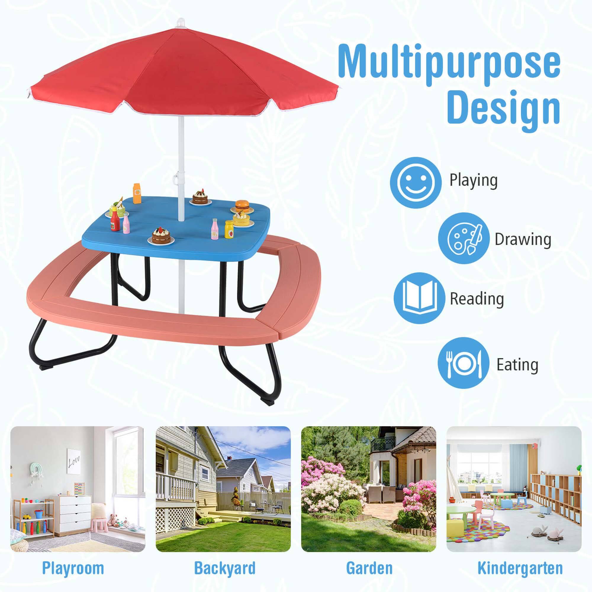 Multipurpose Design  
Playing  
Drawing  
Reading  
Eating  

Playroom  
Backyard  
Garden  
Kindergarten