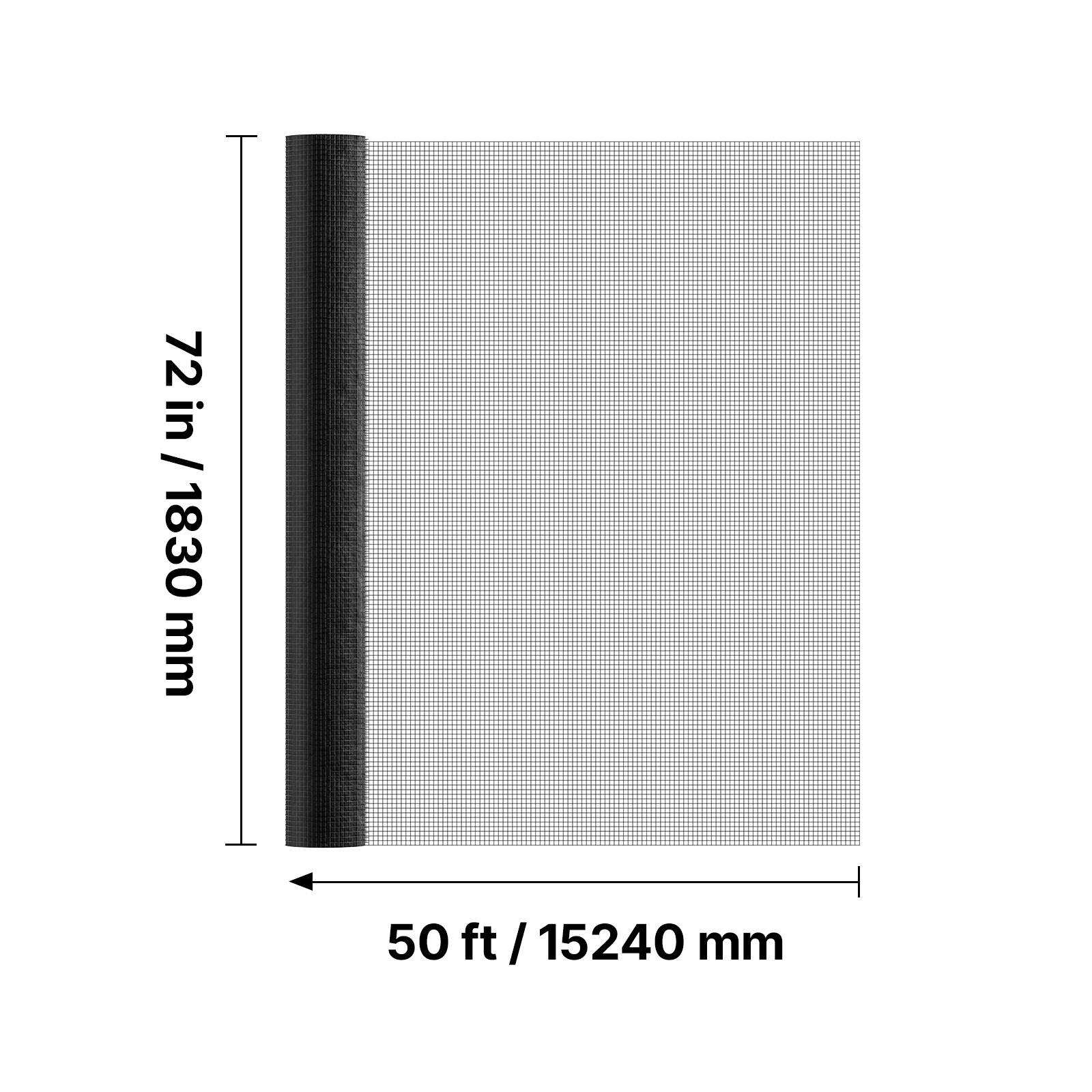 Alt View 4. VEVOR - Hardware Cloth 72 in x 50 ft, 1/2in 19 Gauge Galvanized Wire Mesh Roll, Weather-Resistant Vinyl Coated Wire Fencing - Black.