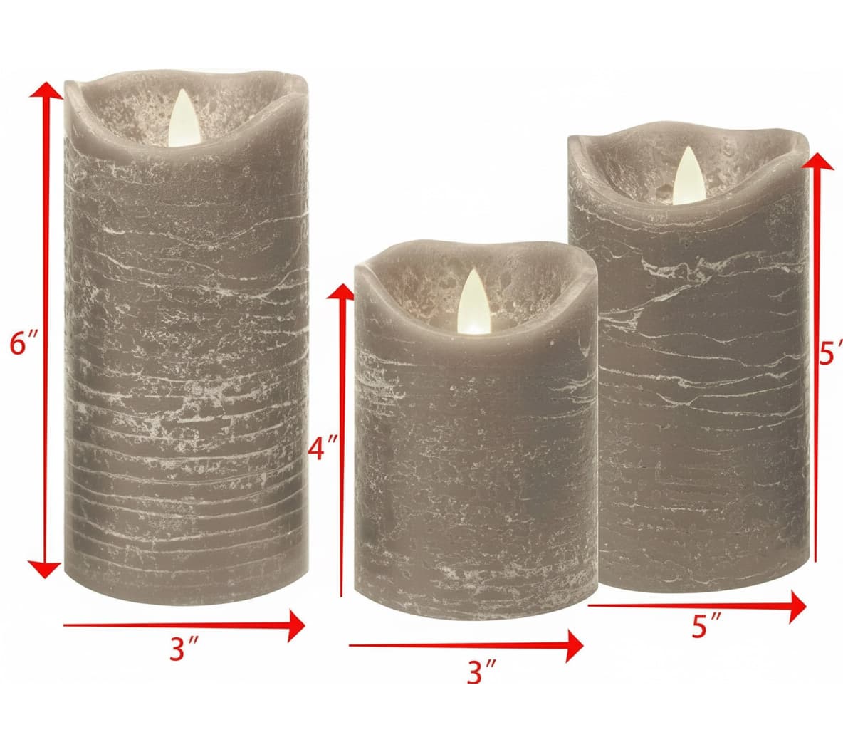 Alt View 1. FINEAK - 3 Pack Rustic Gray Flameless Pillar Candles: Real Wax, Battery-Operated with 6H Timer (6H On/18H Off) - ‎Gray.