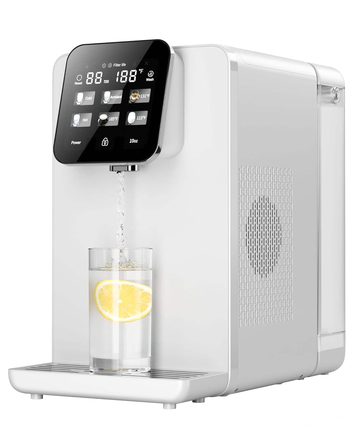 HBN - Hot & Cold RO Water Filter System, 6 Temps, Dual Filters PAC+ROC, Touch Control for Home or Office
