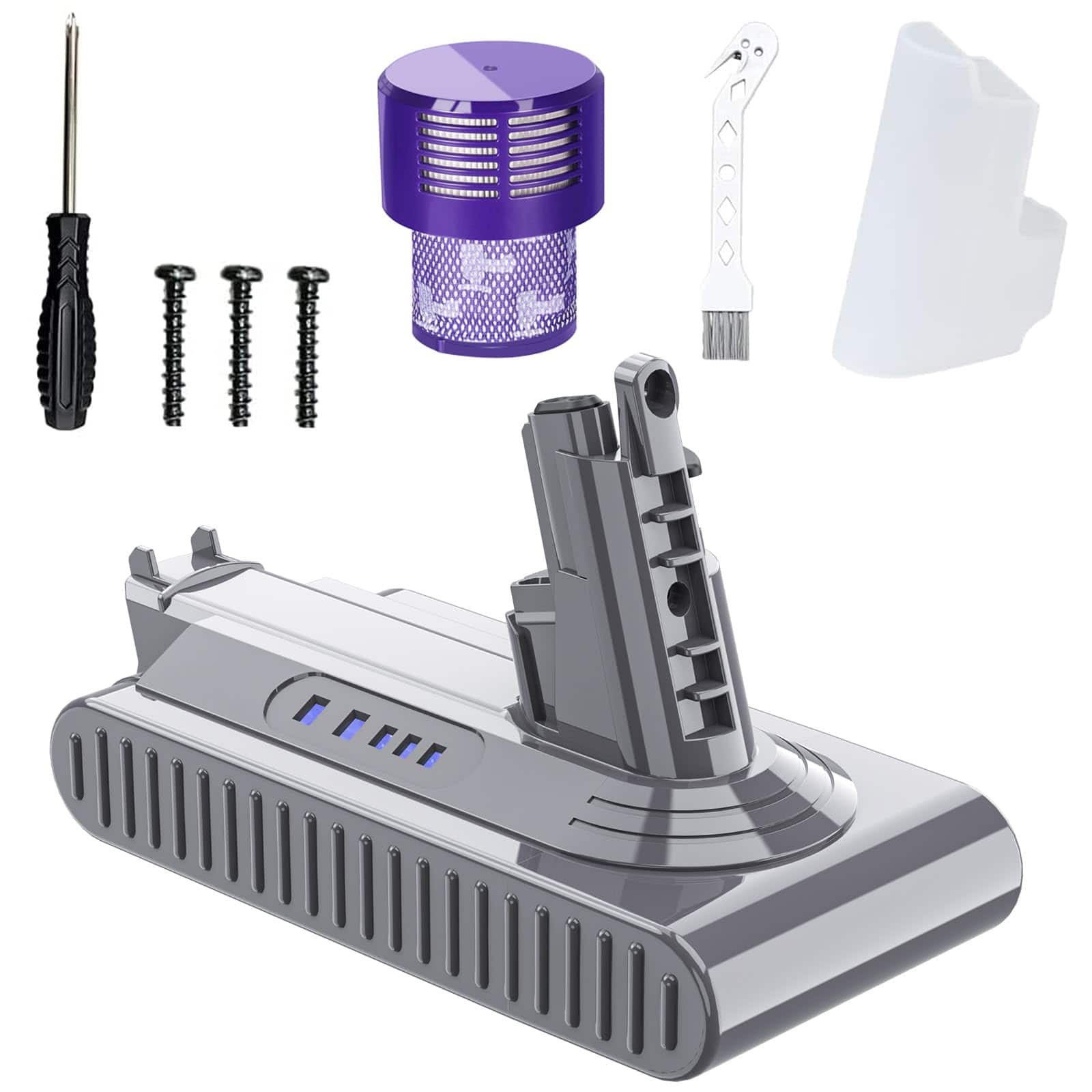 Simple Plus+ - 25.2V Replacement for Dyson V10 Battery: 7000mAh Compatible with V10 Animal Absolute Motorhead SV12 Vacuum + Filter