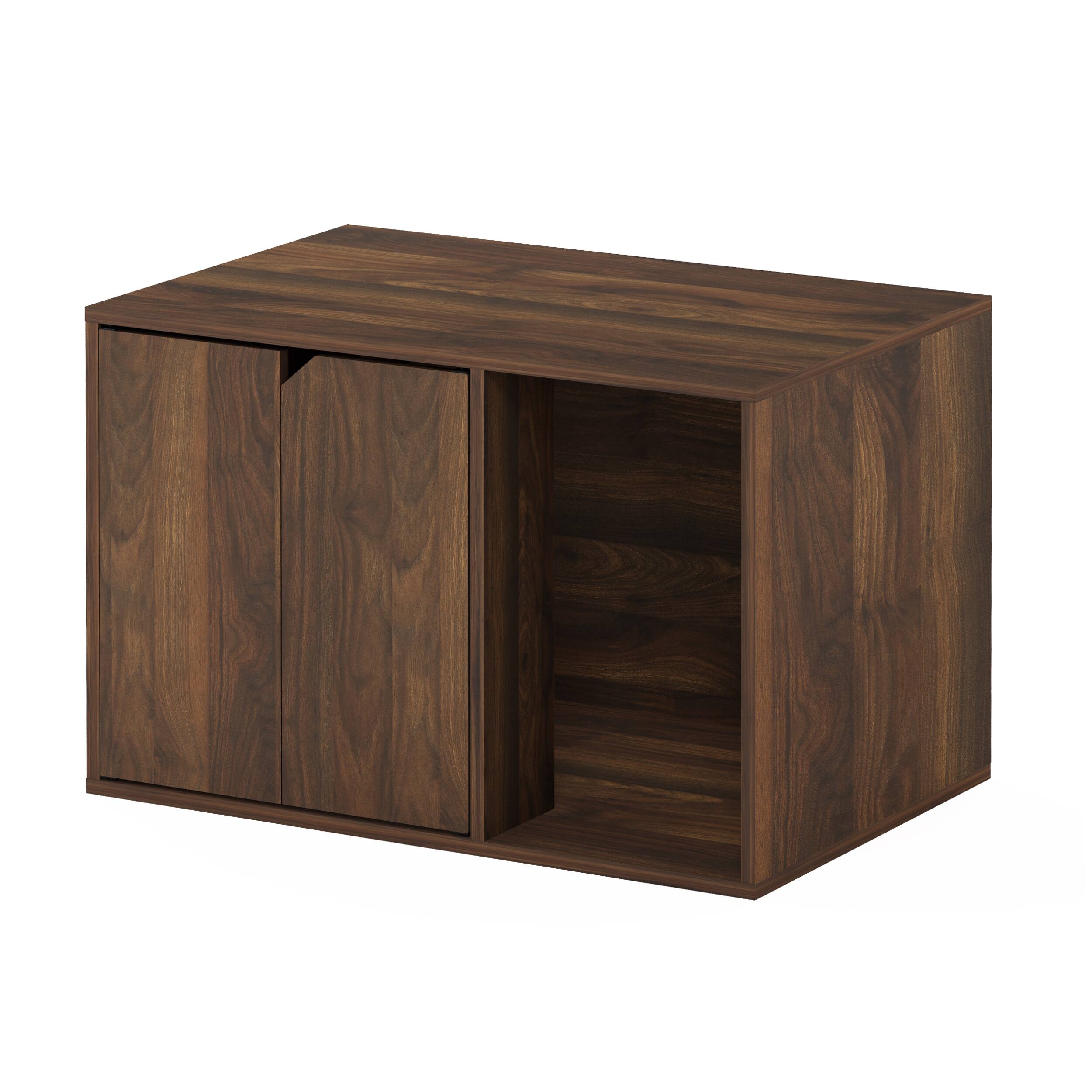 Front. Furinno - Peli Small Litter Box Enclosure - Columbia Walnut.
