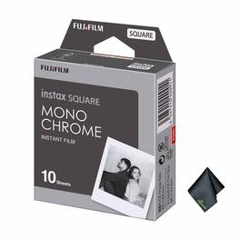 Fujifilm - INSTAX SQUARE Monochrome Instant Film (10 Exposures), Microfiber Cleaning Cloth, Bundle