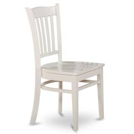 FurniFact - Set of 2 White Wooden Dining Chairs for Kitchen and Dining Room - Linen White