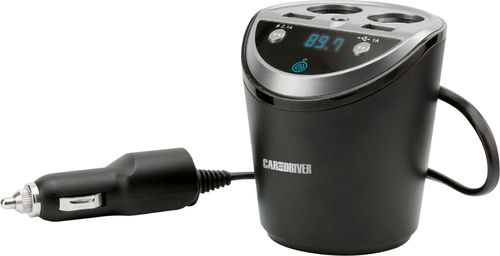 Car and Driver - Cup Holder Bluetooth FM Transmitter & Car Charger - Black was $29.99 now $19.99 (33.0% off)