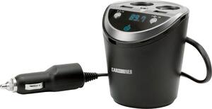 Car and Driver - Cup Holder Bluetooth FM Transmitter & Car Charger - Black - Front_Zoom