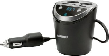 Car and Driver - Car Power Station with 4 Charging Ports and FM Transmitter - Black - Front_Zoom