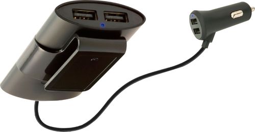 Car and Driver - 4-Port Car USB Charger with Backseat Extension - Black