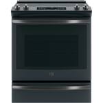 GE - 5.3 Cu. Ft. Slide-In Electric Convection Range - Black Slate - Front_Standard