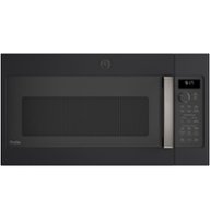 GE Profile - 1.7 Cu. Ft. Convection Over-the-Range Microwave with Sensor Cooking - Black slate - Front_Zoom