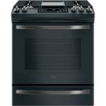 GE - 5.6 Cu. Ft. Slide-In Gas Convection Range - Black Slate - Front_Standard