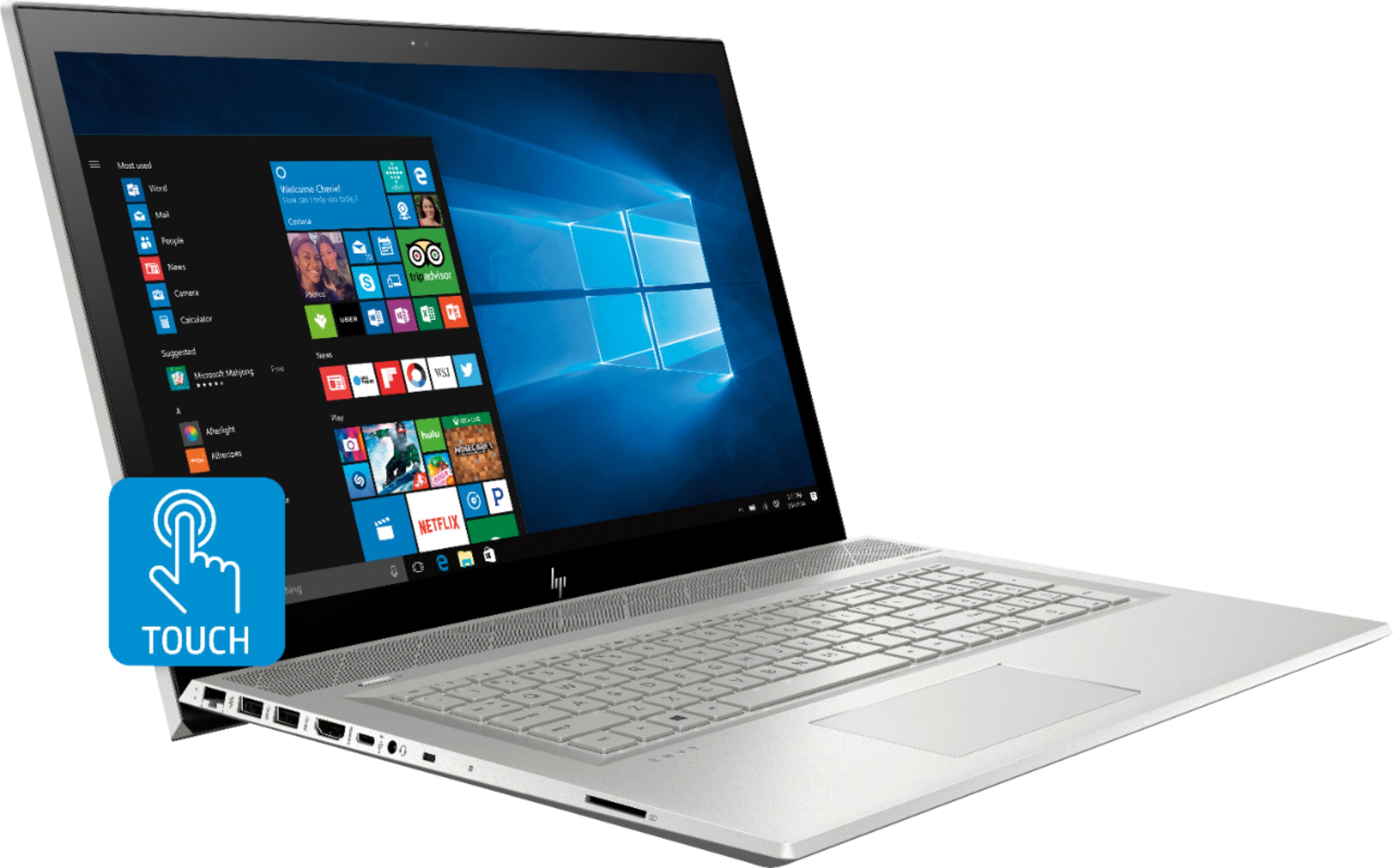 Angle. HP - Envy 17.3" Touch-Screen Laptop - Intel Core i7 - 12GB Memory - NVIDIA GeForce MX150 - 1TB Hard Drive - HP Finish In Natural Silver.