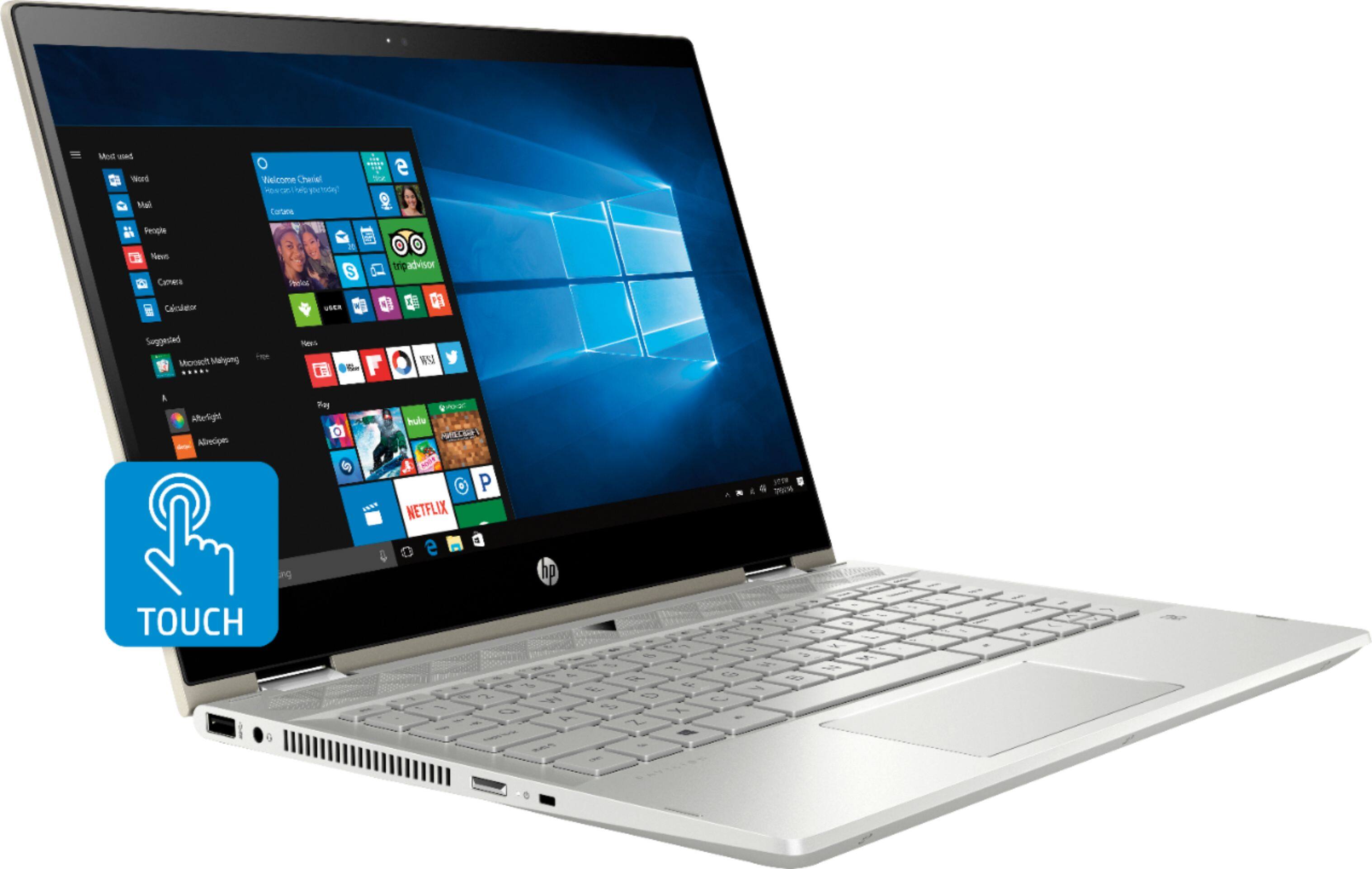Angle. HP - Pavilion x360 2-in-1 14" Touch-Screen Laptop - Intel Core i5 - 8GB Memory - 128GB Solid State Drive - Gold.