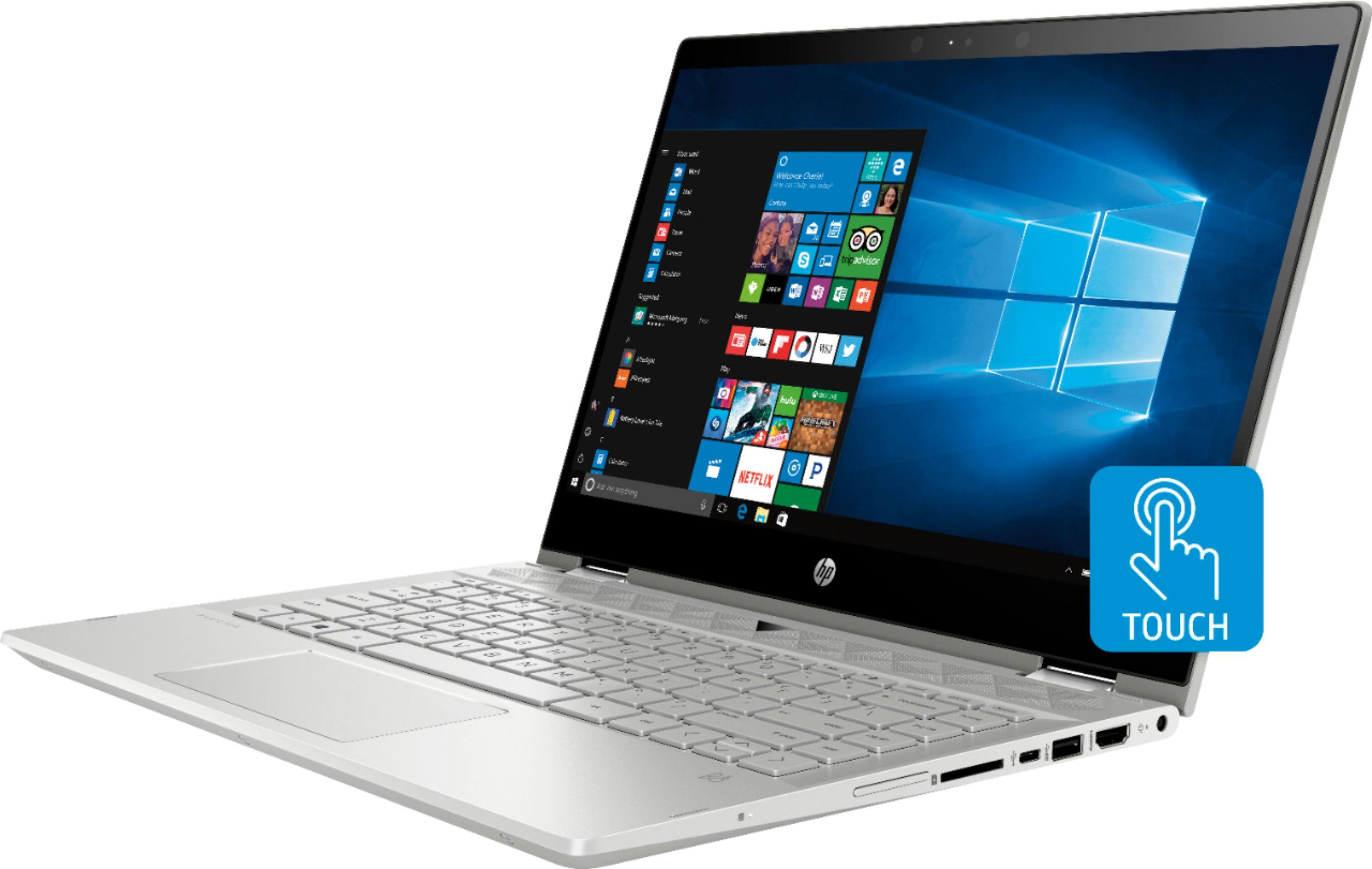Left. HP - Pavilion x360 2-in-1 14" Touch-Screen Laptop - Intel Core i5 - 8GB Memory - 128GB Solid State Drive - Gold.