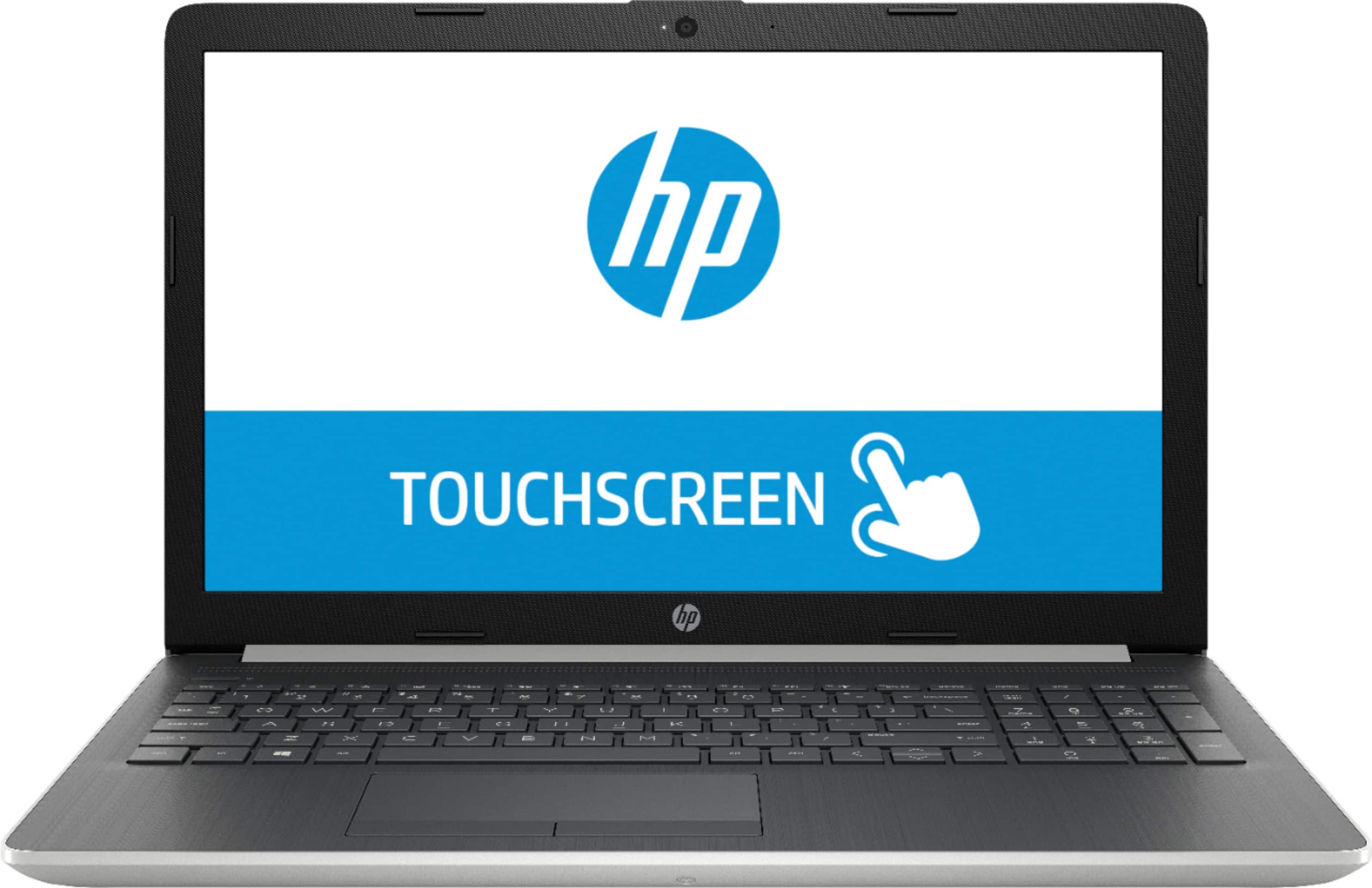 Front. HP - 15.6" Touch-Screen Laptop - Intel Core i3 - 8GB Memory - 128GB Solid State Drive - HP Finish In Natural Silver.