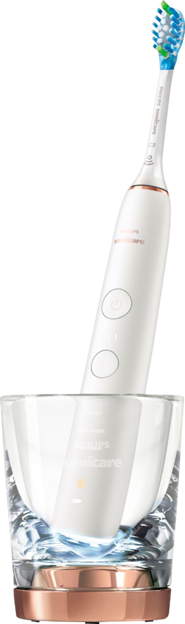 Left View: Philips Sonicare - DiamondClean Smart 9300 Rechargeable Toothbrush - Rose Gold