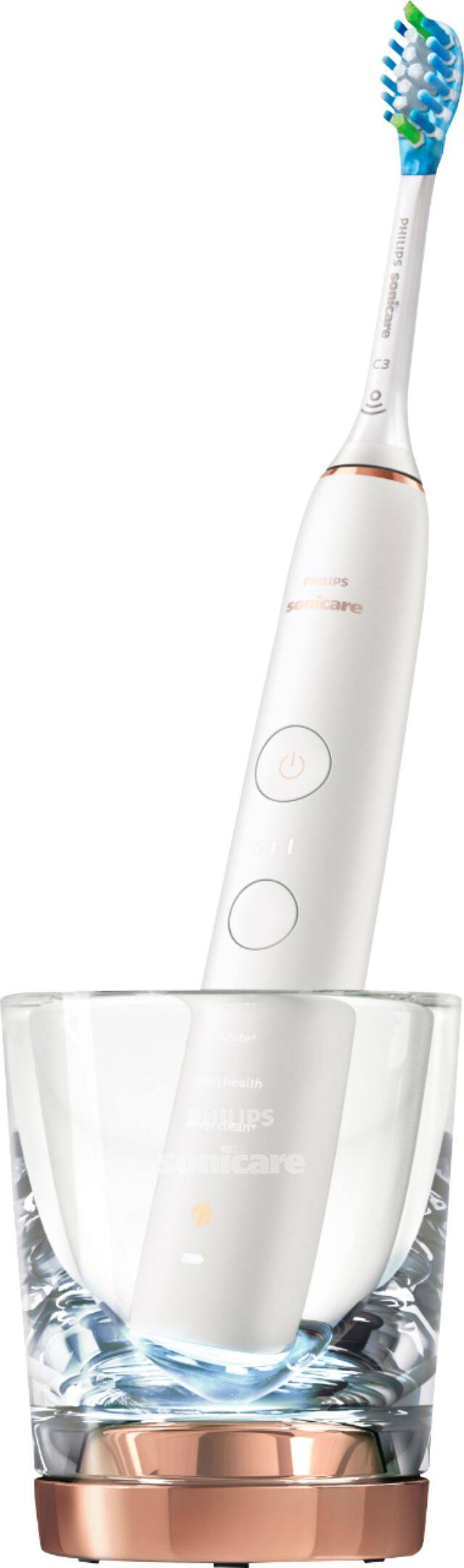 Left. Philips Sonicare - DiamondClean Smart 9300 Rechargeable Toothbrush - Rose Gold.