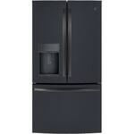 GE - Profile Series 22.2 Cu. Ft. French Door Counter-Depth Refrigerator - Black Slate - Front_Standard