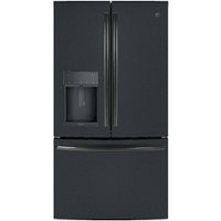 GE Profile - 22.1 Cu. Ft. French Door Counter-Depth Refrigerator with Hands-Free AutoFill - Fingerprint resistant black slate - Front_Zoom
